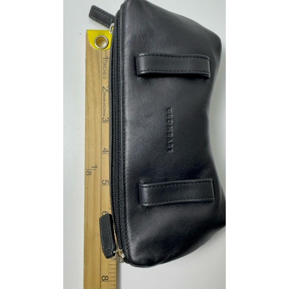 Levenger Double Pouch Eyeglass Case Leather Belt Loop Padded Black Travel Bomber - Picture 5 of 6
